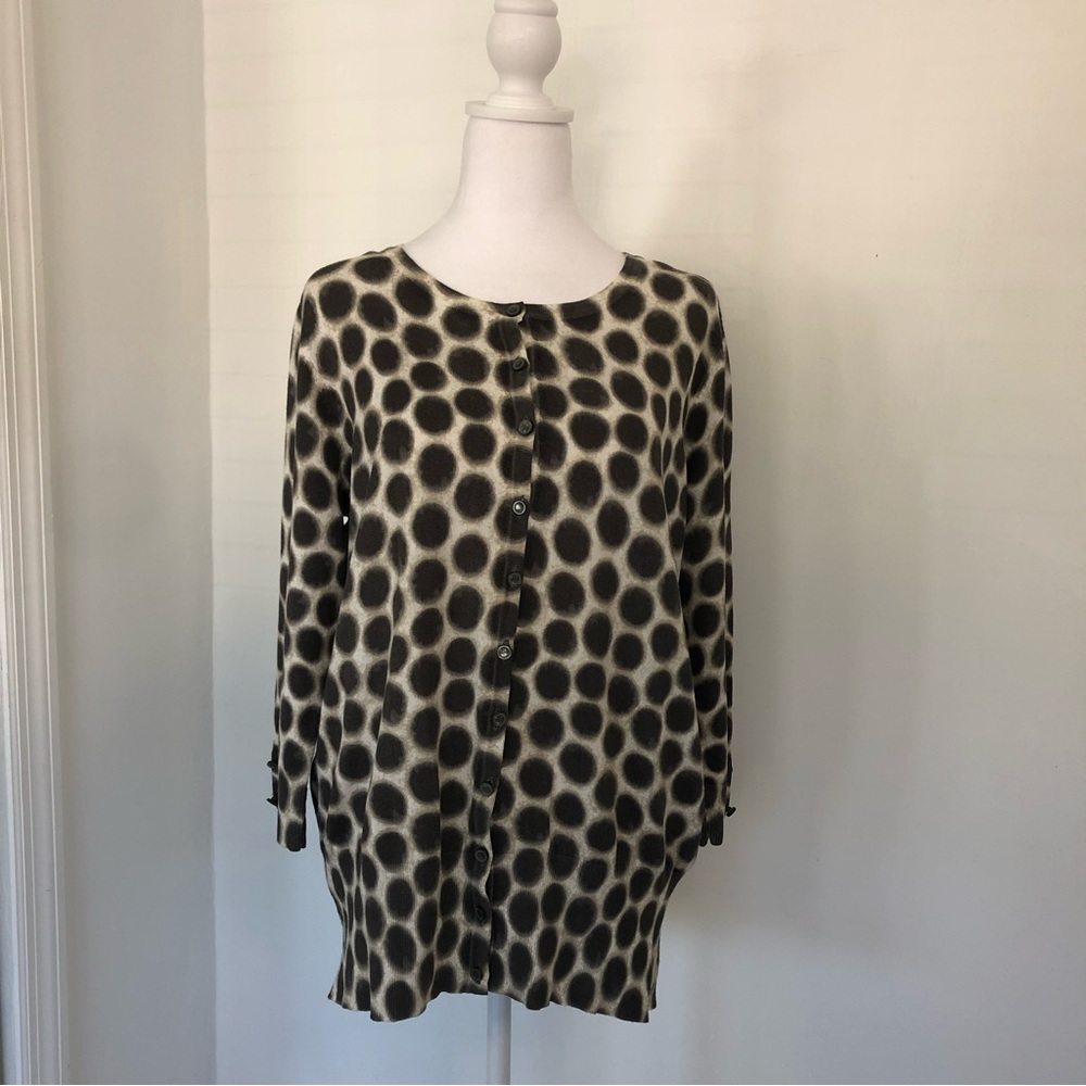 AUDREY & GRACE Women Animal Print Scoop Neck 3/4 Sleeve Button Up Cardigan Sz XL